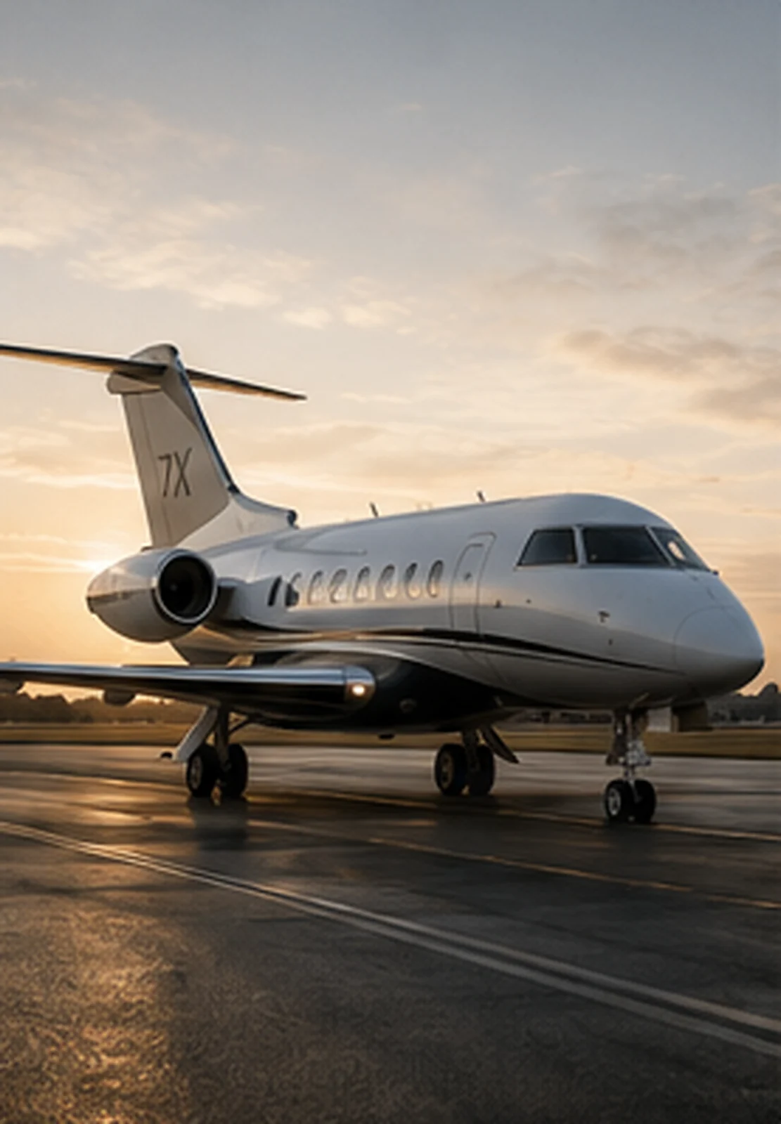 A private jet on the ramp