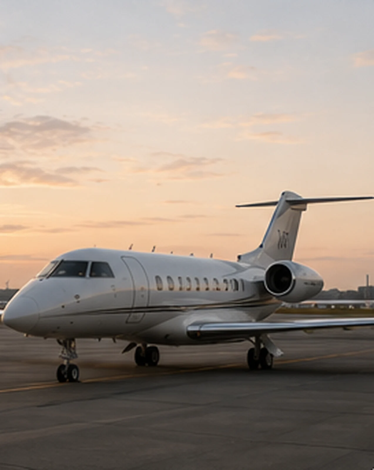A private jet in the evening light